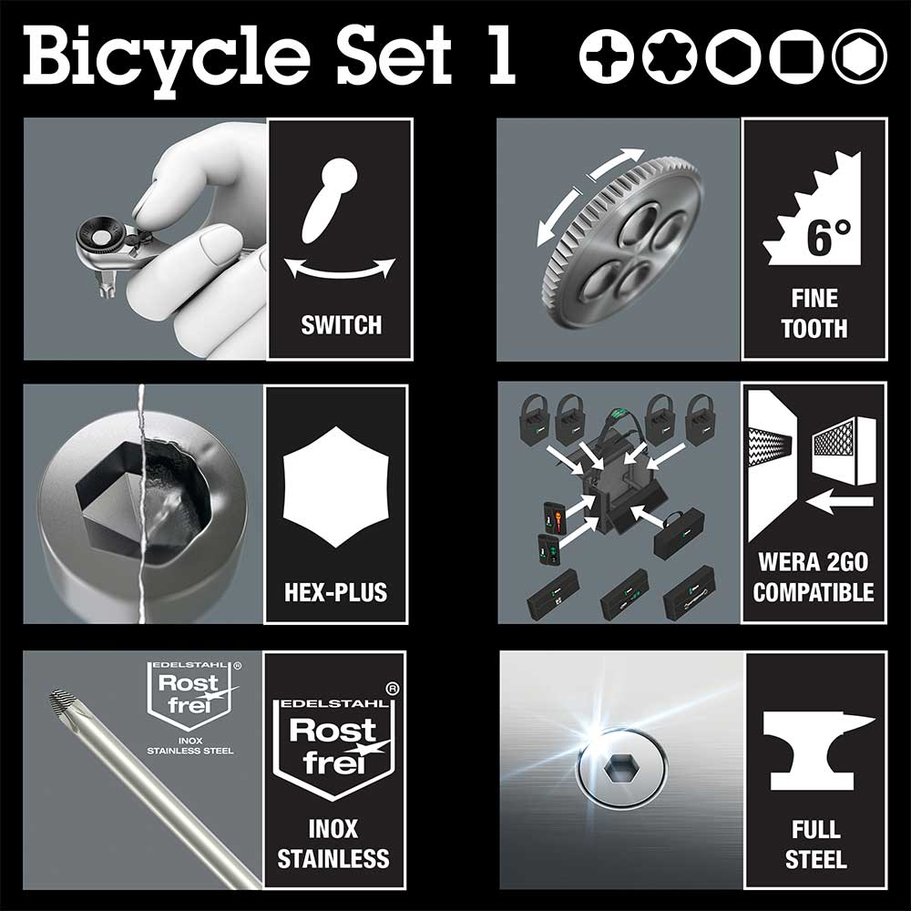 image 4 of Wera Tools Bicycle Set 1 Zyklop Ratchet Screwdriver Set 14pcs