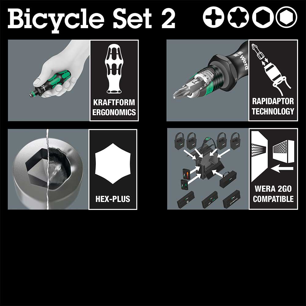 image 4 of Wera Tools Bicycle Set 2 Kraftform Compact Screwdriver 13pcs