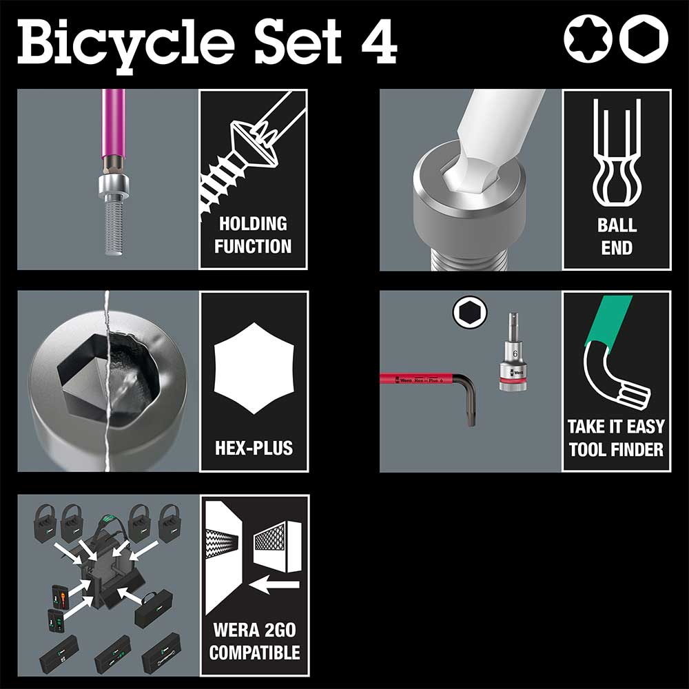 image 3 of Wera Tools Bicycle Set 4 Colour Coded Hex & Torx L-Keys Set 9pcs
