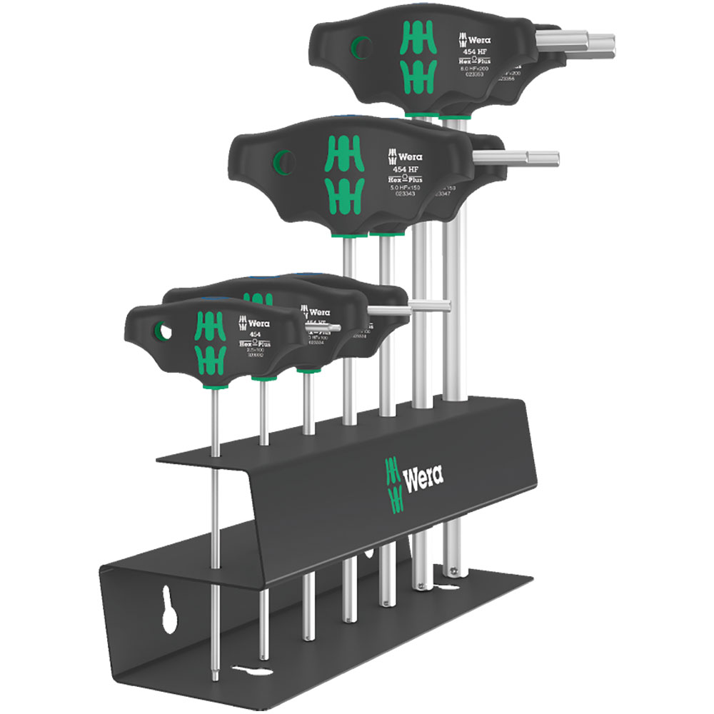 image 1 of Wera Tools 454/7 HF Set 2 T-Handle Hex Screwdriver With Metal Rack