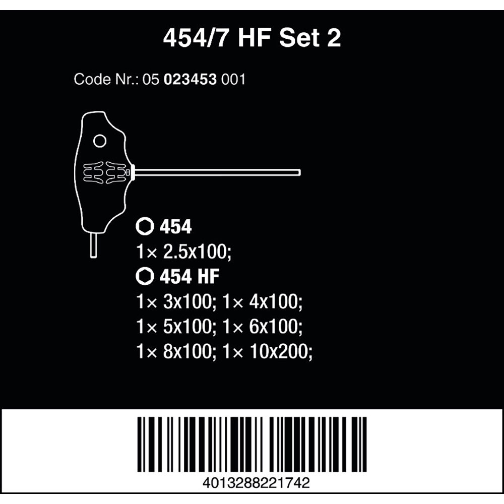 image 5 of Wera Tools 454/7 HF Set 2 T-Handle Hex Screwdriver With Metal Rack