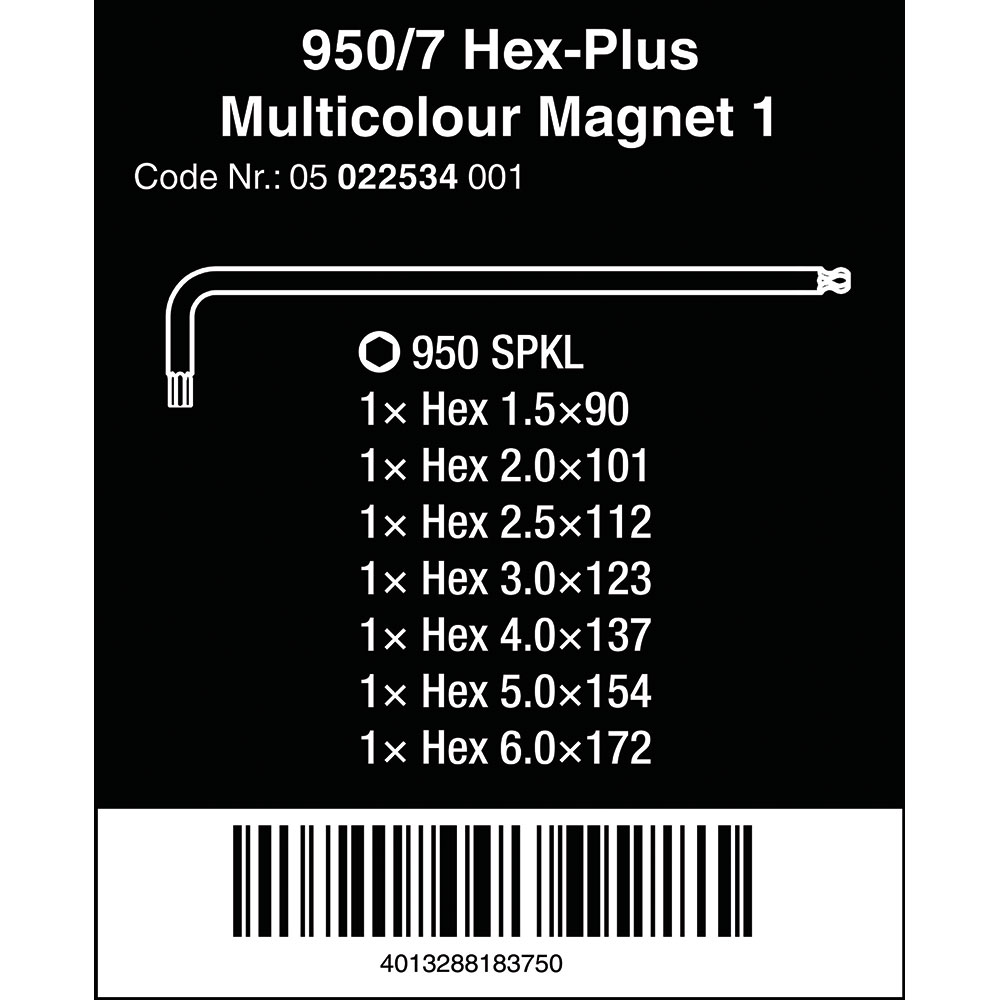 image 4 of Wera Tools 950/7 Hex-Plus Magnet Multi-Colour Set 7pc