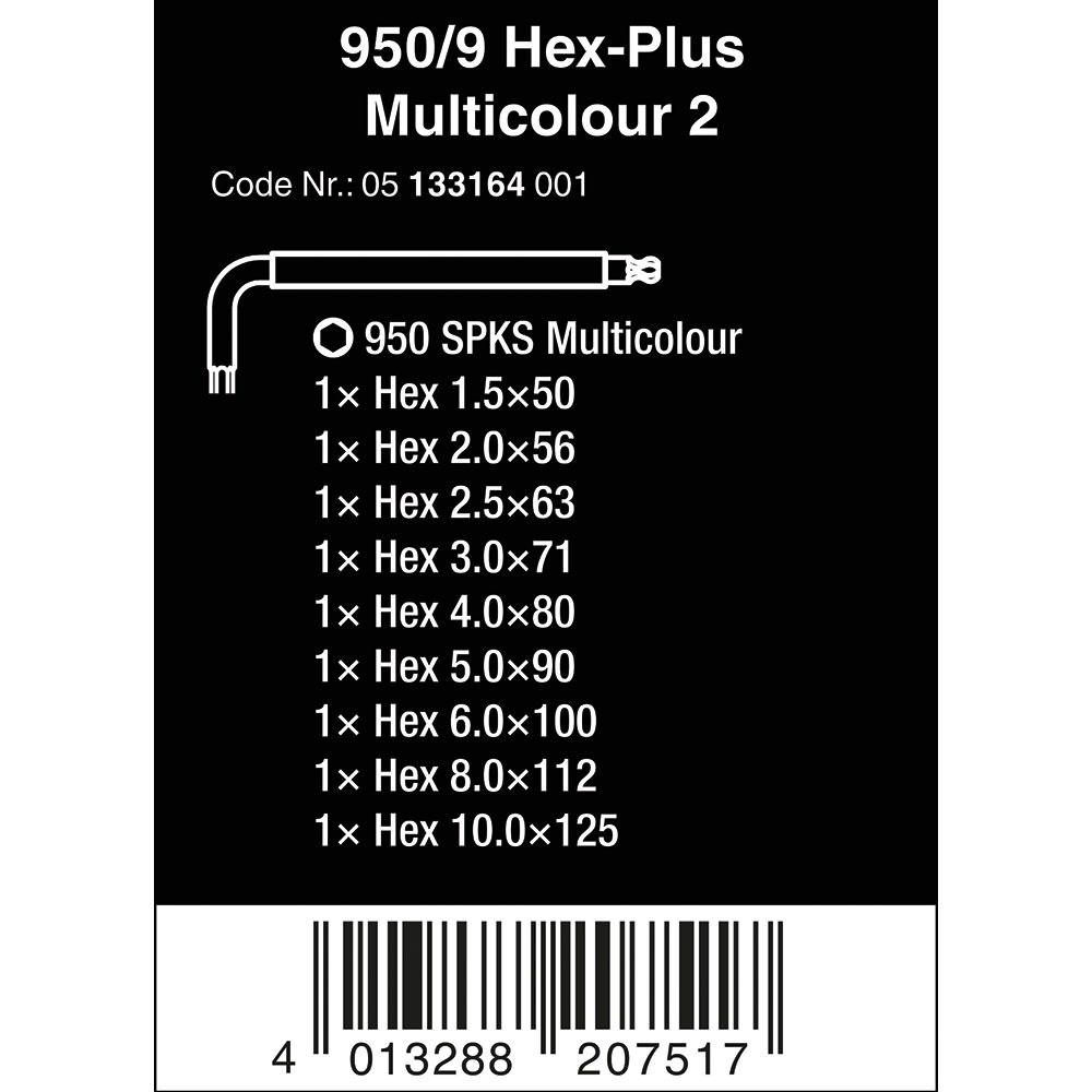 image 5 of Wera Tools 950/9 Hex-Plus Multicolour 2 L-key Set BlackLaser