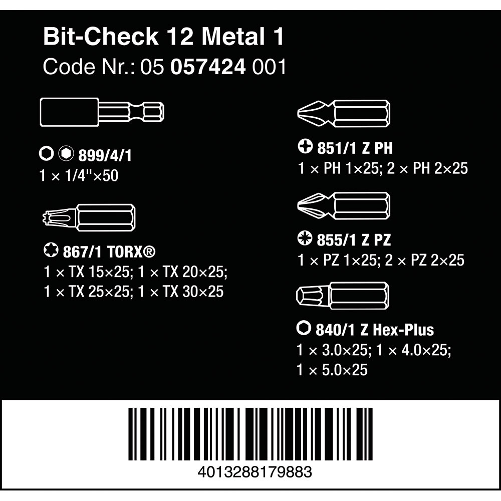 image 4 of Wera Tools Bit-Check 12 Metal 1