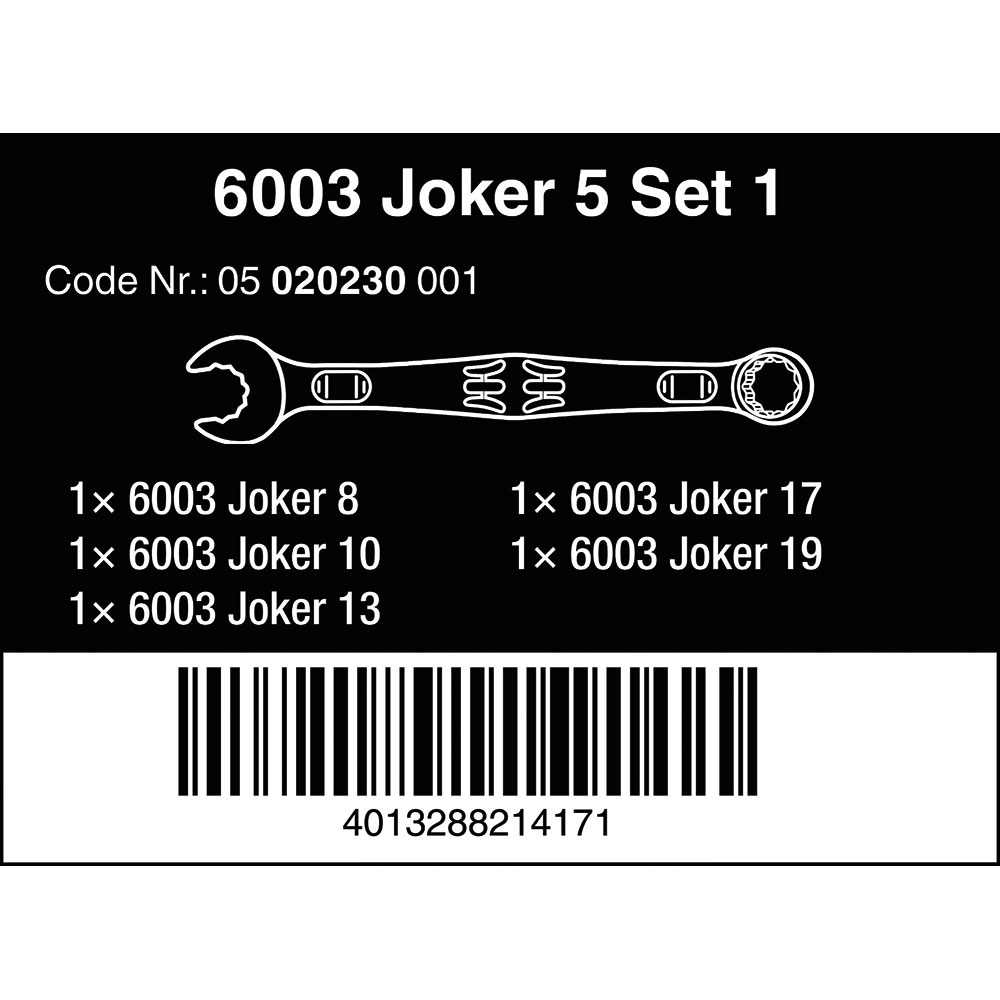 image 4 of Wera Tools 6003 Joker 5 Set 1 Ring Spanner Set