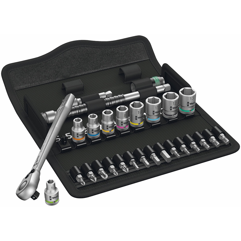 image 1 of Wera Tools 8100 SA 8 Zyklop Ratchet Set With Switch Lever 1/4