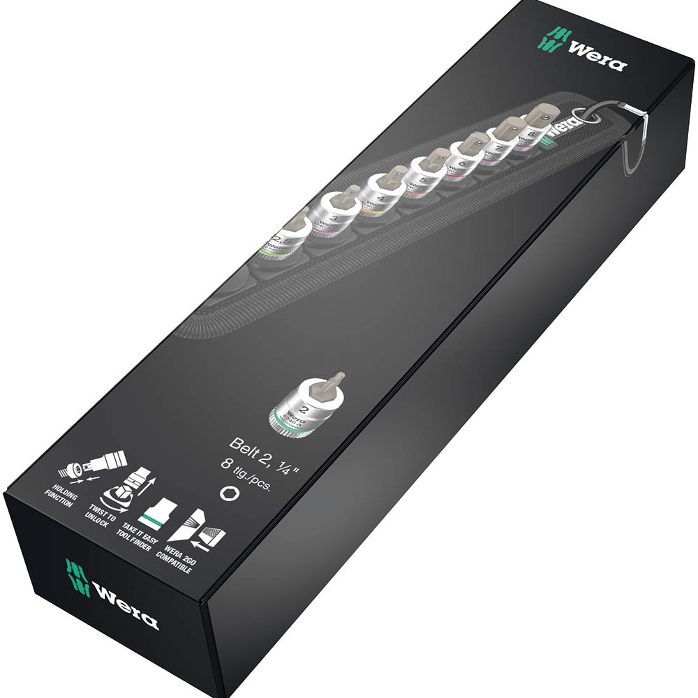 image 2 of Wera Tools Belt A 2 Zyklop In-Hex+ HF Bit Socket Set 1/4 8pc