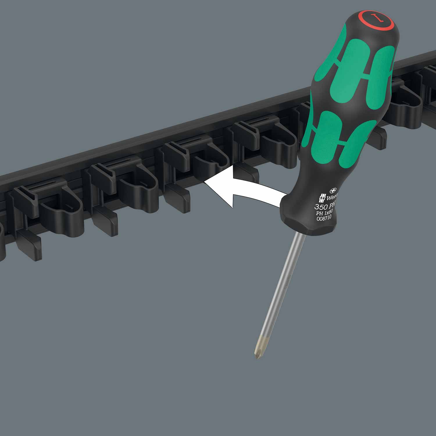 image 2 of Wera Tools 9611 Magnetic Rail For Kraftform Screwdrivers 9pc Empty