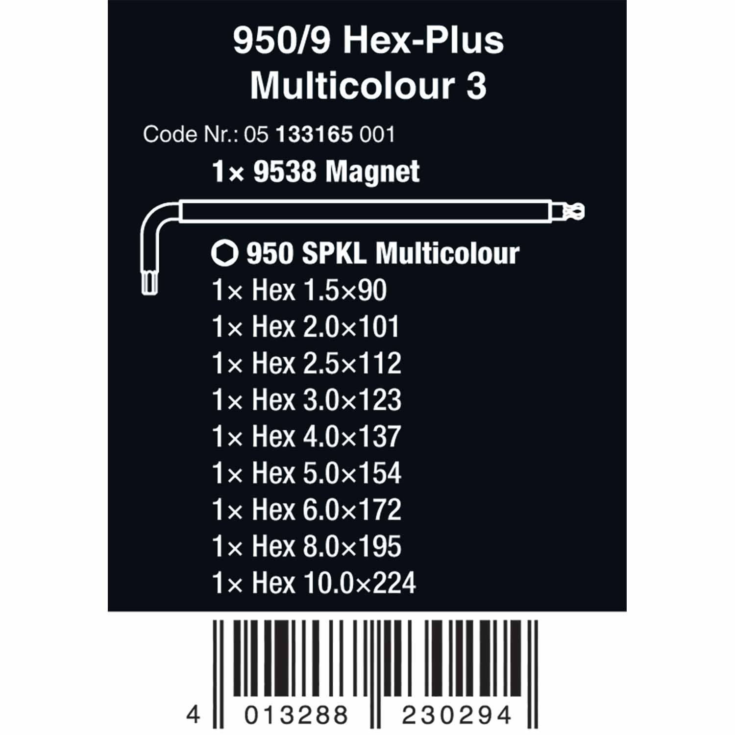 image 4 of Wera Tools 950/9 SPKL Hex-Plus 3 Workshop Rack 9pc